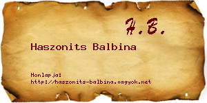 Haszonits Balbina névjegykártya
